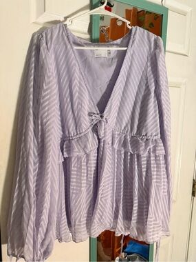 ASOS Curve Lavender Tie-Front Peplum Blouse